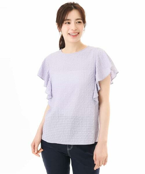 OFUON / オフオン シャツ・ブラウス | シアーチェックフリルブラウス/洗える/WEB限定サイズあり/セットアップ可 | 詳細15