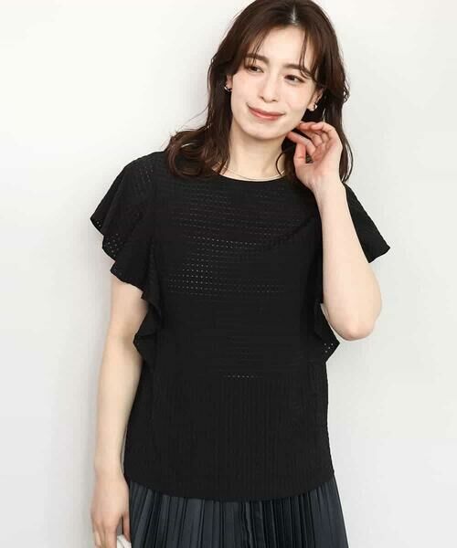 OFUON / オフオン シャツ・ブラウス | シアーチェックフリルブラウス/洗える/WEB限定サイズあり/セットアップ可 | 詳細6