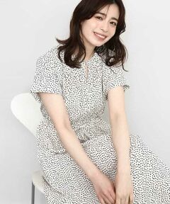 OFUON / オフオン ロング・マキシ丈ワンピース | 幾何ドットフレアワンピース/洗濯機で洗える/WEB限定