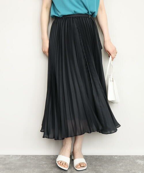 OFUON / オフオン ロング・マキシ丈スカート | シアープリーツロングスカート/洗える（ダークグレー）