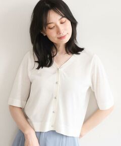 OFUON / オフオン カーディガン・ボレロ | スパークナイロン半袖ニットカーディガン/洗える/アンサンブル対応/WEB限定サイズあり