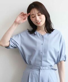 OFUON / オフオン シャツ・ブラウス | パフスリーブVネックブラウス/UVカット/洗濯機で洗える/WEB限定サイズあり/セットアップ対応可