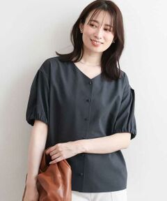 OFUON / オフオン シャツ・ブラウス | パフスリーブVネックブラウス/UVカット/洗濯機で洗える/WEB限定サイズあり/セットアップ対応可