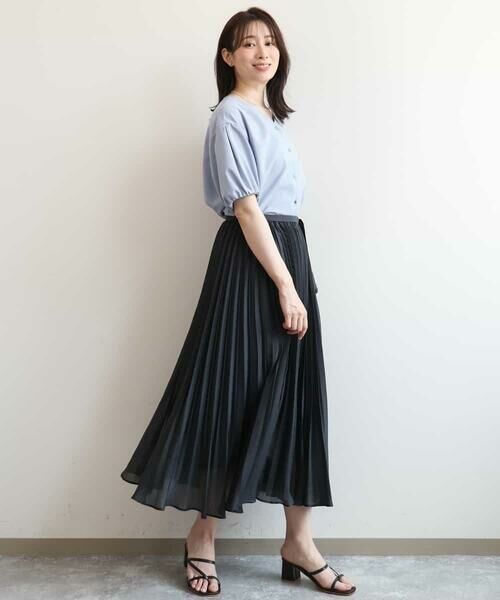 OFUON / オフオン シャツ・ブラウス | パフスリーブVネックブラウス/UVカット/洗濯機で洗える/WEB限定サイズあり/セットアップ対応可 | 詳細2