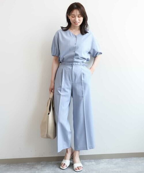 OFUON / オフオン シャツ・ブラウス | パフスリーブVネックブラウス/UVカット/洗濯機で洗える/WEB限定サイズあり/セットアップ対応可 | 詳細6