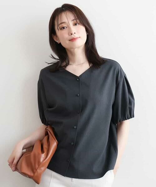 OFUON / オフオン シャツ・ブラウス | パフスリーブVネックブラウス/UVカット/洗濯機で洗える/WEB限定サイズあり/セットアップ対応可 | 詳細9