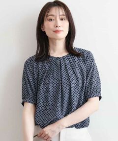 OFUON / オフオン シャツ・ブラウス | バルーンヘム幾何柄ブラウス/UVカット/接触冷感/洗濯機で洗える/WEB限定サイズあり