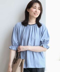 OFUON / オフオン シャツ・ブラウス | 配色パイピング楊柳ブラウス/洗える/WEB限定サイズあり