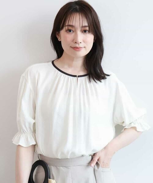 OFUON / オフオン シャツ・ブラウス | 配色パイピング楊柳ブラウス/洗える/WEB限定サイズあり | 詳細4