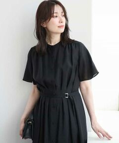 OFUON / オフオン ロング・マキシ丈ワンピース | シアータッチベルト付きワンピース/洗える/WEB限定サイズあり