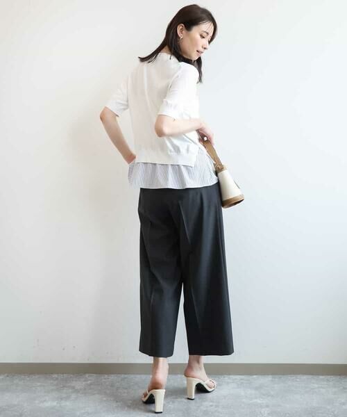 OFUON / オフオン ショート・ハーフ・半端丈パンツ | 共布ベルト付きワンタックワイドパンツ/UVカット/洗濯機で洗える/セットアップ対応可 | 詳細20