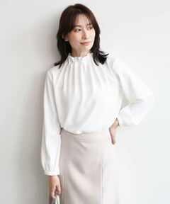 OFUON / オフオン シャツ・ブラウス | ハイネックジョーゼットブラウス/洗濯機で洗える/WEB限定サイズあり/接触冷感