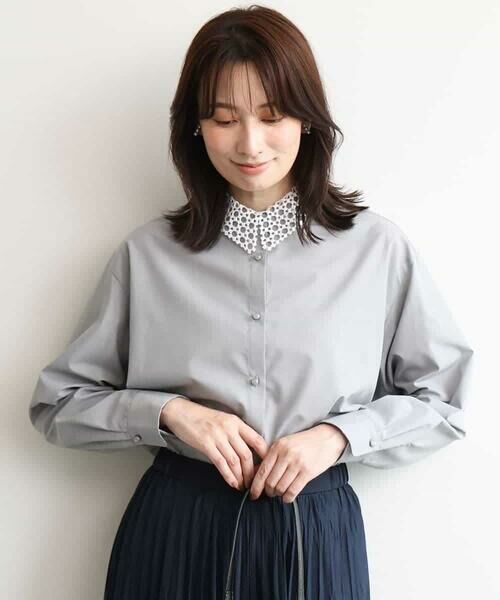 OFUON / オフオン シャツ・ブラウス | 2WAYレース襟ブラウス/洗濯機で洗える/WEB限定サイズあり（グレー）