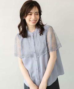 OFUON / オフオン シャツ・ブラウス | レース切替半袖ブラウス/UVカット/接触冷感/洗濯機で洗える/WEB限定サイズあり
