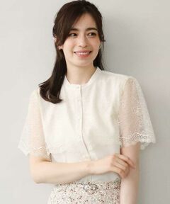 OFUON / オフオン シャツ・ブラウス | レース切替半袖ブラウス/UVカット/接触冷感/洗濯機で洗える/WEB限定サイズあり