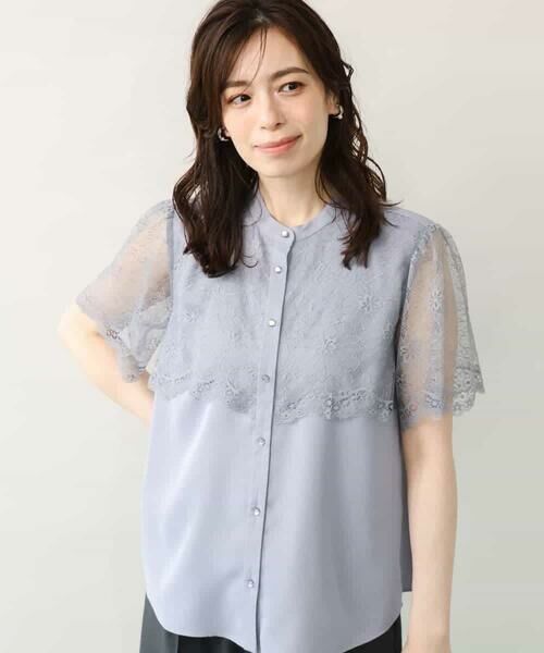 OFUON / オフオン シャツ・ブラウス | レース切替半袖ブラウス/UVカット/接触冷感/洗濯機で洗える/WEB限定サイズあり | 詳細15
