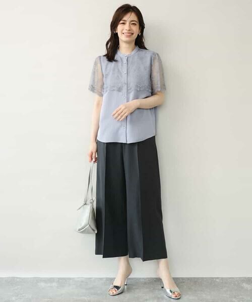 OFUON / オフオン シャツ・ブラウス | レース切替半袖ブラウス/UVカット/接触冷感/洗濯機で洗える/WEB限定サイズあり | 詳細16