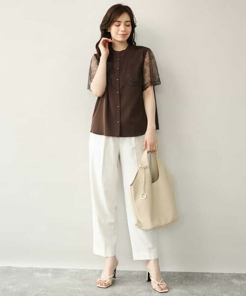 OFUON / オフオン シャツ・ブラウス | レース切替半袖ブラウス/UVカット/接触冷感/洗濯機で洗える/WEB限定サイズあり | 詳細8