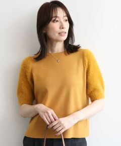 OFUON / オフオン ニット・セーター | シャギースリーブ五分袖ニット/洗える