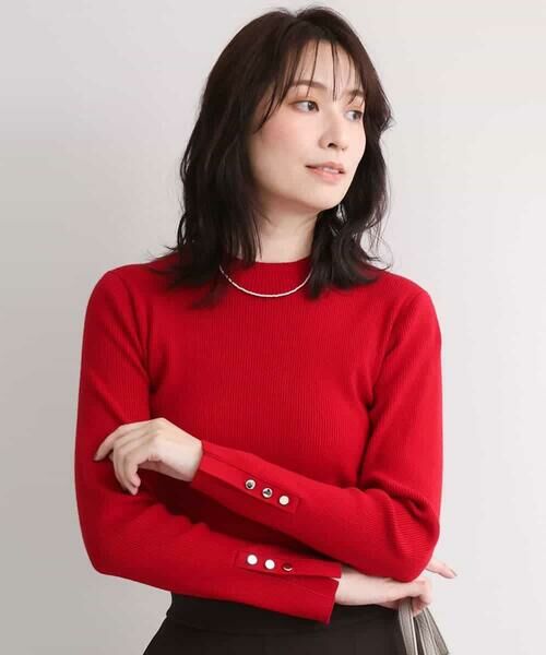 OFUON / オフオン ニット・セーター | モックネックリブニット/洗える/WEB限定サイズあり（レッド）