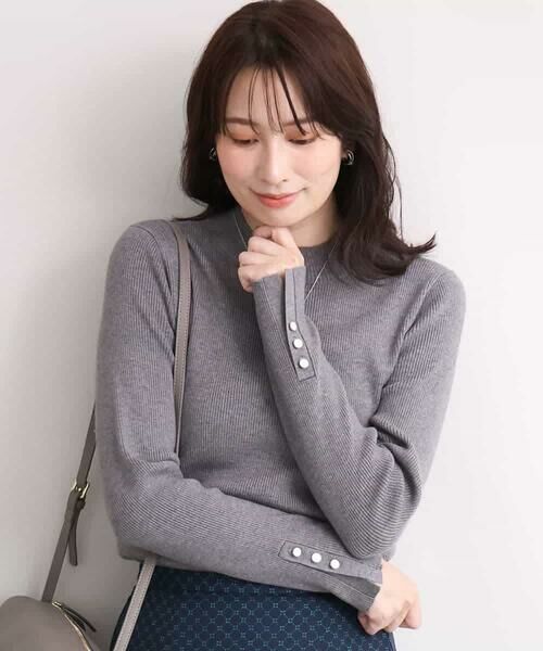 OFUON / オフオン ニット・セーター | モックネックリブニット/洗える/WEB限定サイズあり（グレー）