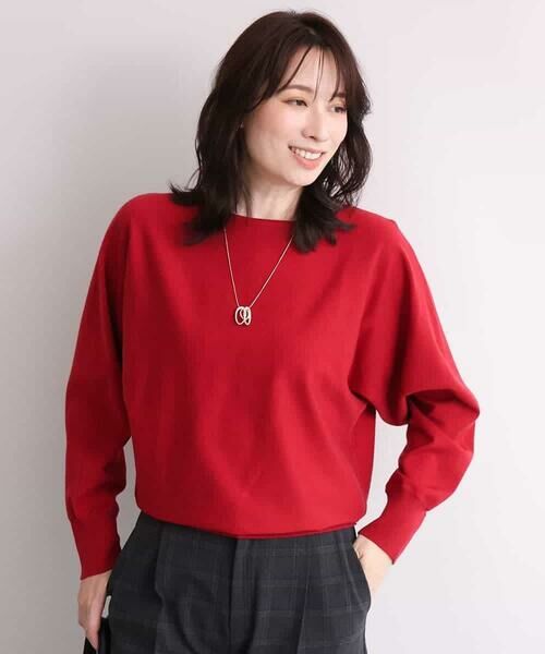 OFUON / オフオン ニット・セーター | 前後2WAYドルマンニット/吸水発熱/洗える/WEB限定サイズあり（レッド）