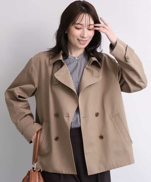 OFUON / オフオン トレンチコート | Aラインショートトレンチコート/洗える/WEB限定サイズあり（モカ）