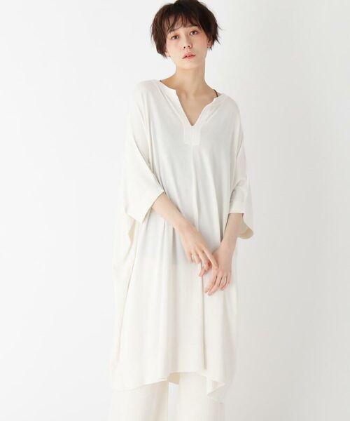 セール ラウンジストレッチニット キーネックワイドワンピース Loungewear ミニ丈 ひざ丈ワンピース Opaque Clip オペーク ドット クリップ ファッション通販 タカシマヤファッションスクエア