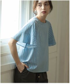 ◆フレアスリーブブラウス【洗濯機洗い可/接触冷感/イージーケア】