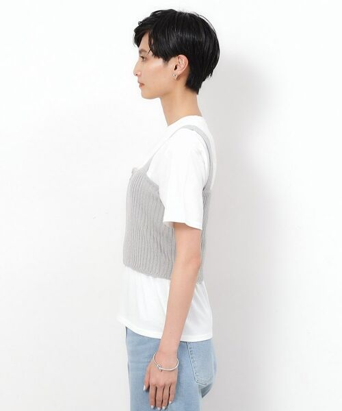 OPAQUE.CLIP / オペーク ドット クリップ カットソー | ≪ツインセット≫フロントZIPラメニットビスチェ×Tシャツ【洗濯機洗い可】 | 詳細13