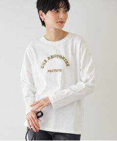 カレッジ風ロゴプリント ロングTシャツ【洗濯機洗い可】