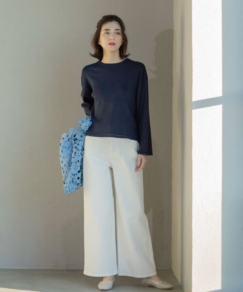 OPAQUE.CLIP / オペーク ドット クリップ ニット・セーター | ラメシアーラインニット【洗濯機洗い可】 | 詳細28