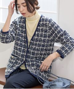 OPAQUE.CLIP / オペーク ドット クリップ カーディガン・ボレロ | ツイードライクVニットカーディガン【洗濯機洗い可】