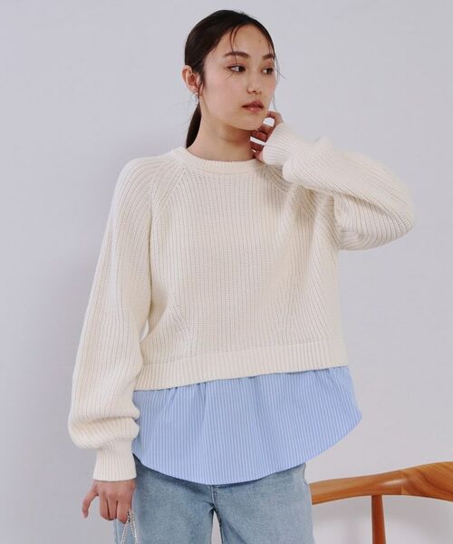 OPAQUE.CLIP / オペーク ドット クリップ ニット・セーター | レイヤード風ミドルゲージニット【洗濯機洗い可】 | 詳細1