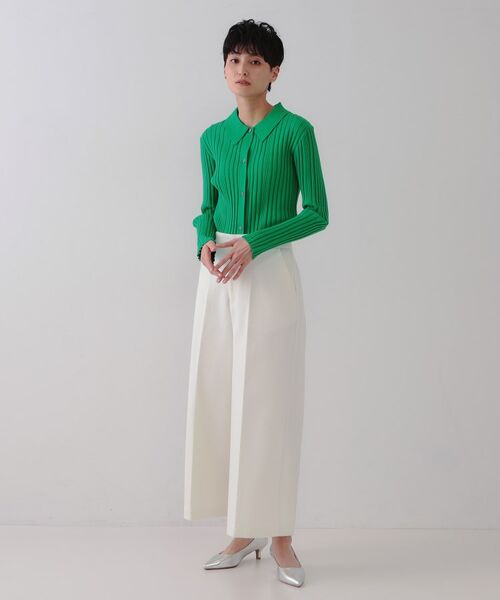 OPAQUE.CLIP / オペーク ドット クリップ ニット・セーター | 《CLASSY掲載》ランダムリブポロ衿ニット【洗濯機洗い可】 | 詳細10