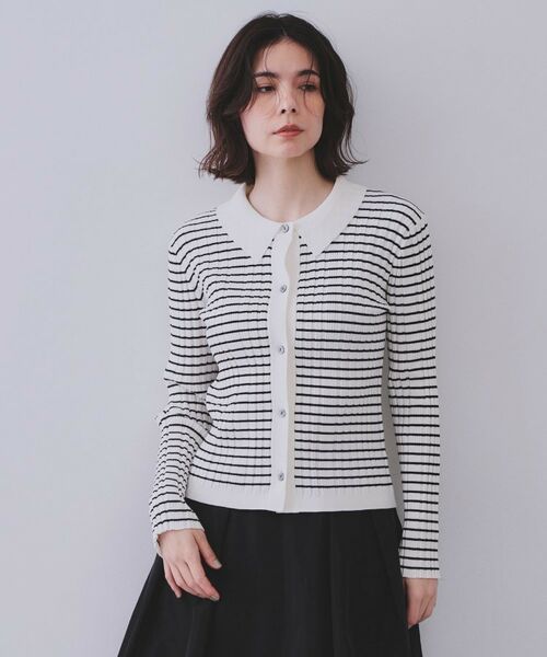 OPAQUE.CLIP / オペーク ドット クリップ ニット・セーター | 《CLASSY掲載》ランダムリブポロ衿ニット【洗濯機洗い可】 | 詳細13