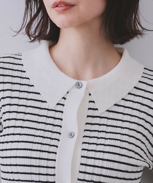 OPAQUE.CLIP / オペーク ドット クリップ ニット・セーター | 《CLASSY掲載》ランダムリブポロ衿ニット【洗濯機洗い可】 | 詳細16