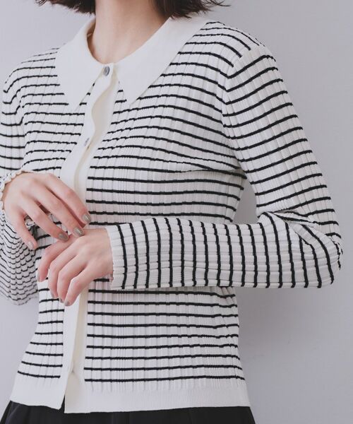 OPAQUE.CLIP / オペーク ドット クリップ ニット・セーター | 《CLASSY掲載》ランダムリブポロ衿ニット【洗濯機洗い可】 | 詳細17