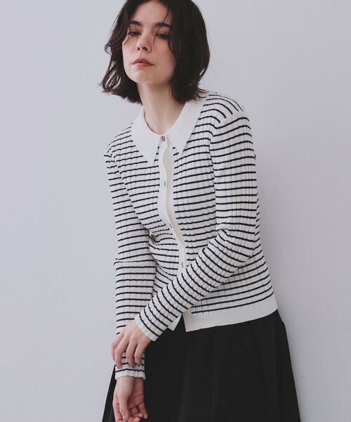 OPAQUE.CLIP / オペーク ドット クリップ ニット・セーター | 《CLASSY掲載》ランダムリブポロ衿ニット【洗濯機洗い可】 | 詳細5