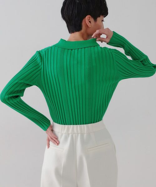 OPAQUE.CLIP / オペーク ドット クリップ ニット・セーター | 《CLASSY掲載》ランダムリブポロ衿ニット【洗濯機洗い可】 | 詳細9