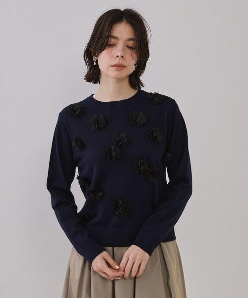 OPAQUE.CLIP / オペーク ドット クリップ ニット・セーター | フラワーモチーフニット【洗濯機洗い可】 | 詳細13