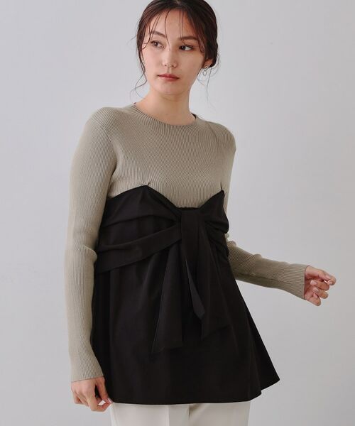 OPAQUE.CLIP / オペーク ドット クリップ ニット・セーター | リボンビスチェドッキングニット【洗濯機洗い可】 | 詳細8