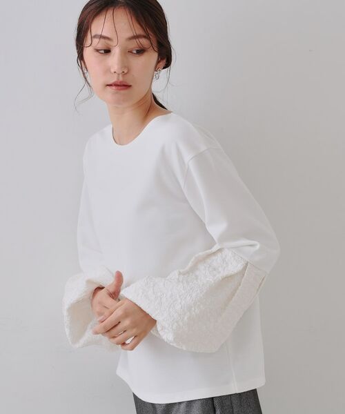 OPAQUE.CLIP / オペーク ドット クリップ カットソー | ジャカードバルーンスリーブトップス【洗濯機洗い可】 | 詳細1