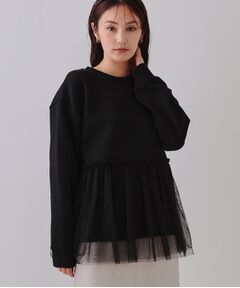 OPAQUE.CLIP / オペーク ドット クリップ カットソー | チュールドッキングペプラムトップス【洗濯機洗い可】