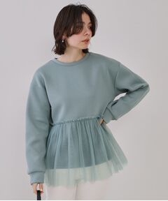 OPAQUE.CLIP / オペーク ドット クリップ カットソー | チュールドッキングペプラムトップス【洗濯機洗い可】