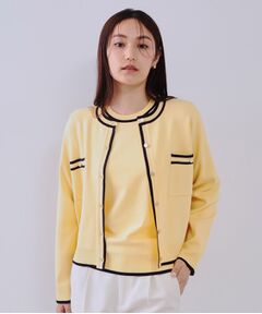 OPAQUE.CLIP / オペーク ドット クリップ カーディガン・ボレロ | 《美人百花掲載》配色ラインカーディガン/アンサンブル対応【洗濯機洗い可】