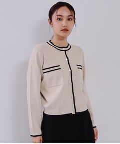 OPAQUE.CLIP / オペーク ドット クリップ カーディガン・ボレロ | 《美人百花掲載》配色ラインカーディガン/アンサンブル対応【洗濯機洗い可】