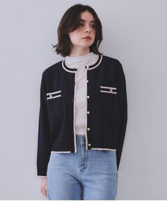 OPAQUE.CLIP / オペーク ドット クリップ カーディガン・ボレロ | 《美人百花掲載》配色ラインカーディガン/アンサンブル対応【洗濯機洗い可】