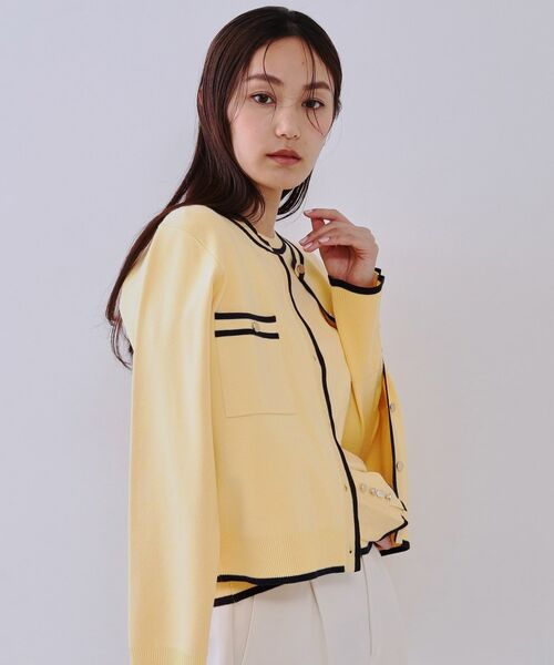 OPAQUE.CLIP / オペーク ドット クリップ カーディガン・ボレロ | 《美人百花掲載》配色ラインカーディガン/アンサンブル対応【洗濯機洗い可】 | 詳細1