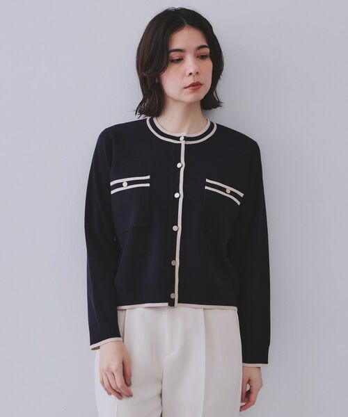 OPAQUE.CLIP / オペーク ドット クリップ カーディガン・ボレロ | 《美人百花掲載》配色ラインカーディガン/アンサンブル対応【洗濯機洗い可】 | 詳細13